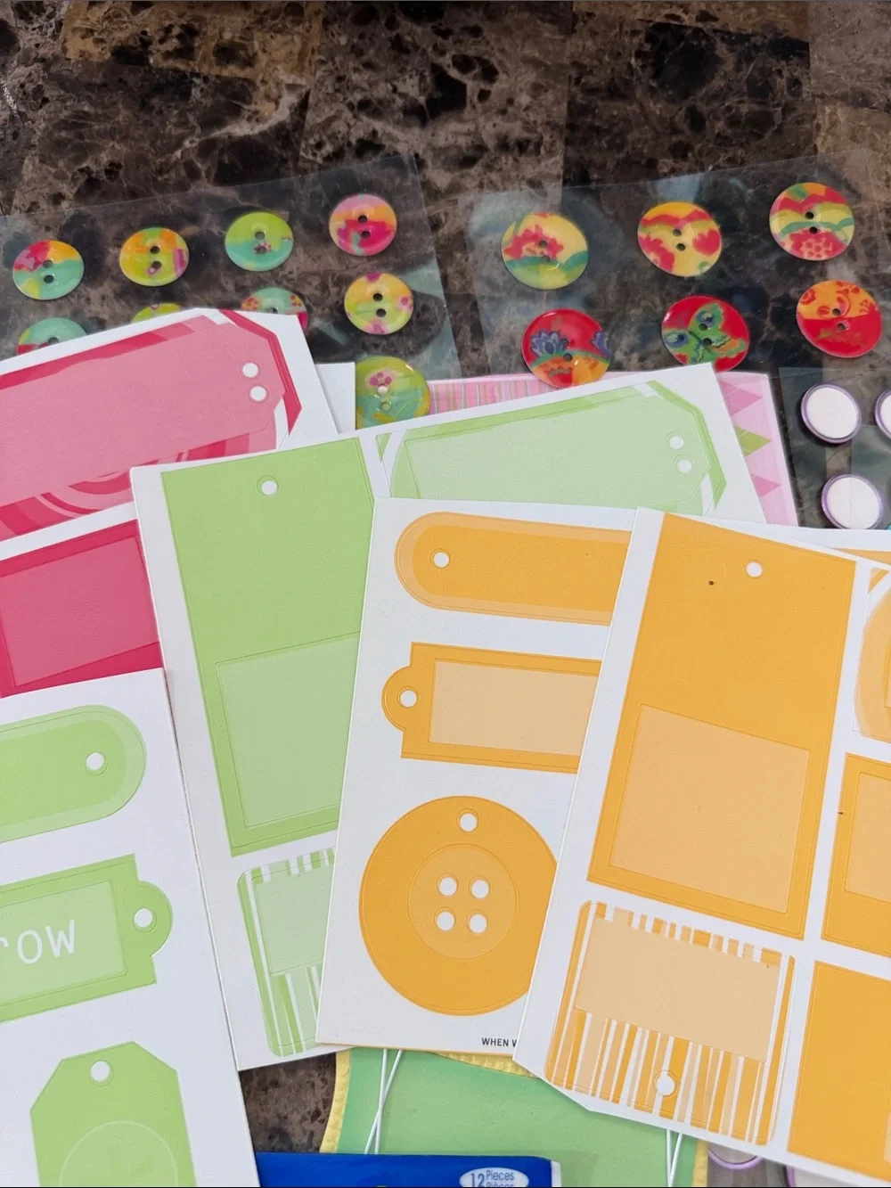 Various Dots and Tags Scrapbooking Embellishments